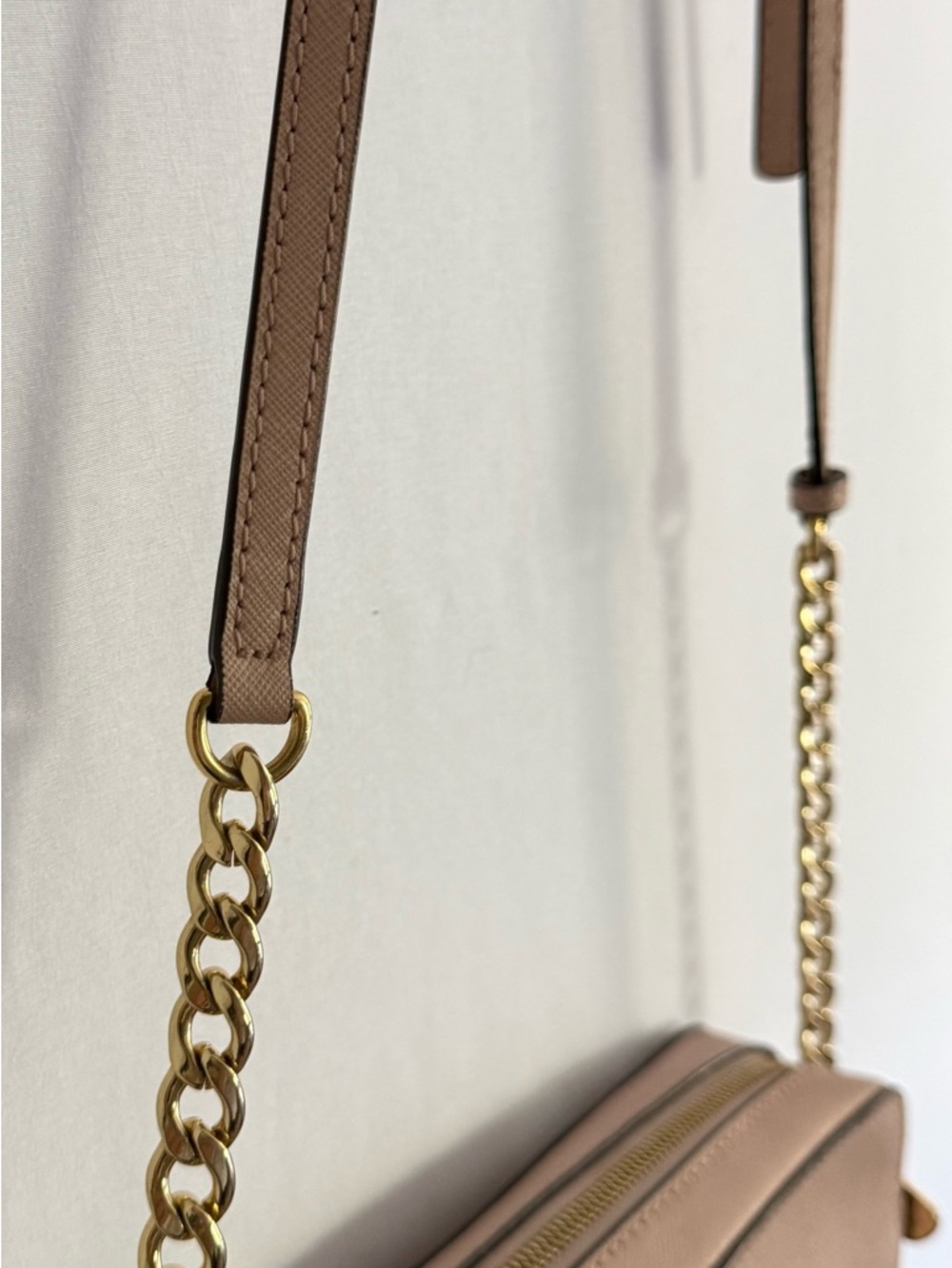 Michael Kors Jet Set Crossbody Bag Blush Pink Saffiano Leather Gold Chain Strap - Picture 5 of 10